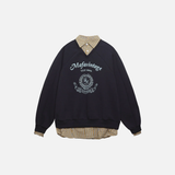 Insulated Streetwear Letter Print Fake Two-Piece Sweatshirts