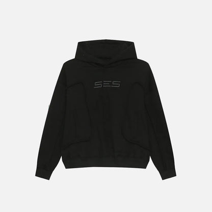 Embroidery Solid Color Deconstruction Hoodie