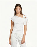 One-Shoulder Tie Sleeve Top
