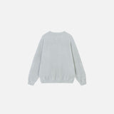Back view of the gray Love Connection Loose Sweater in a gray background