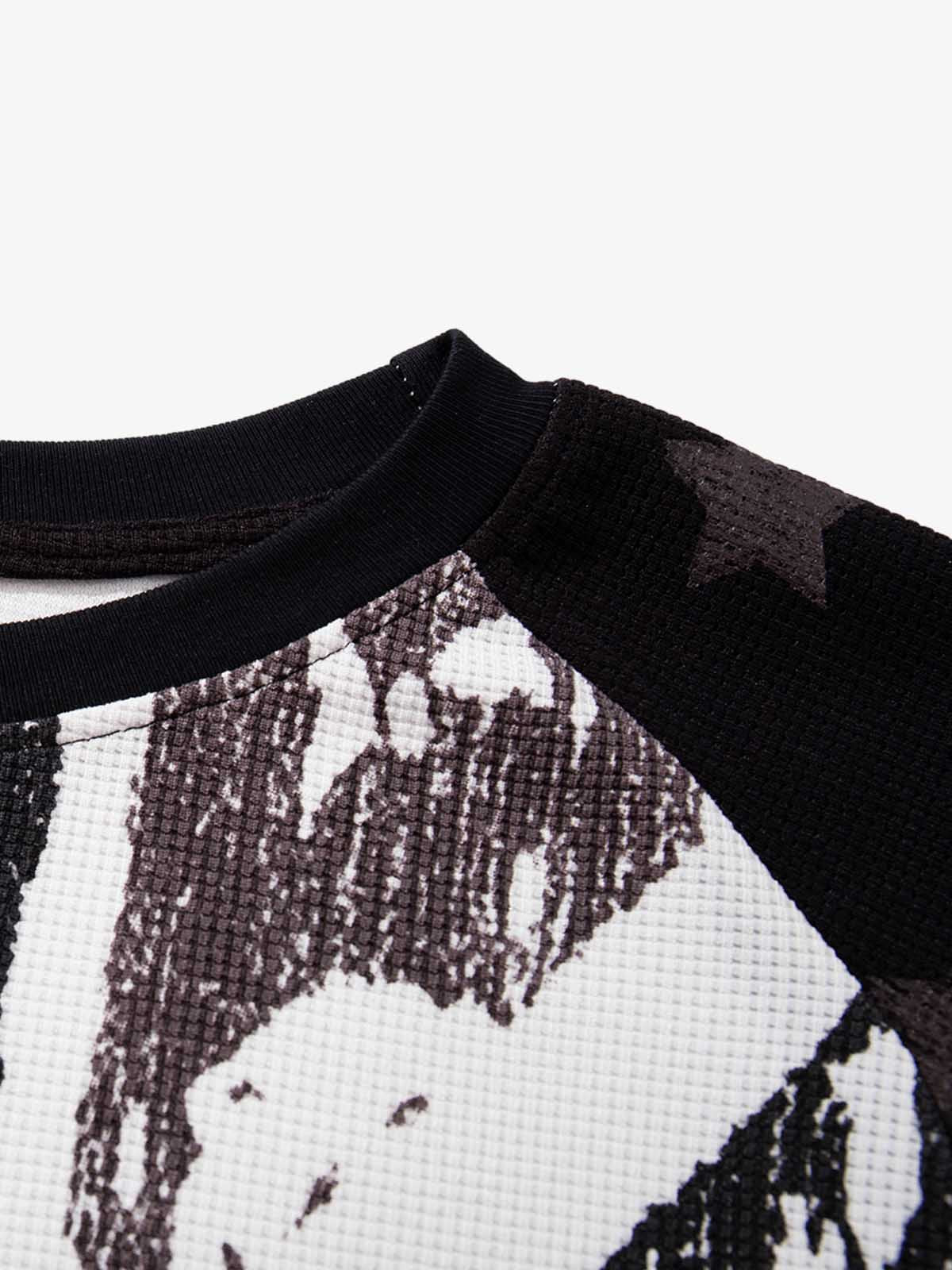 Flag Graphic Waffle Boxy Fit Long Sleeve Tee; Black / M, Black / L, Black / XL, Black / 2XL