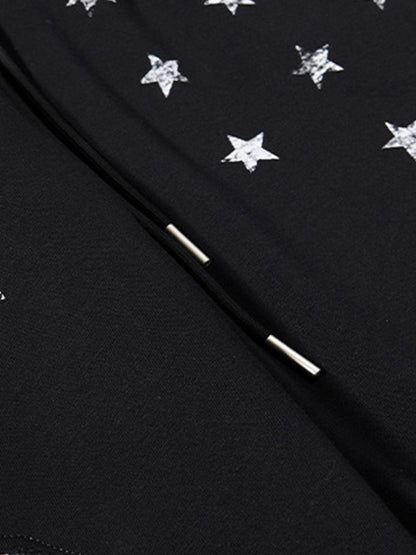 Zebra Patch Star Graphic Wide-Leg Sweatpants; Black / S, Black / M, Black / L, Black / XL