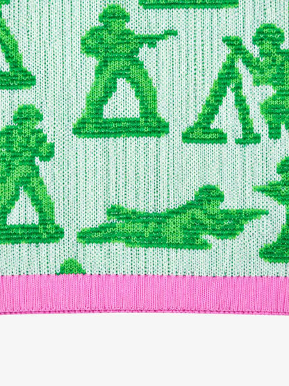 Green Figure Jacquard Cropped Sweater Vest; Green / S, Green / M, Green / L, Green / XL, Green / 2XL