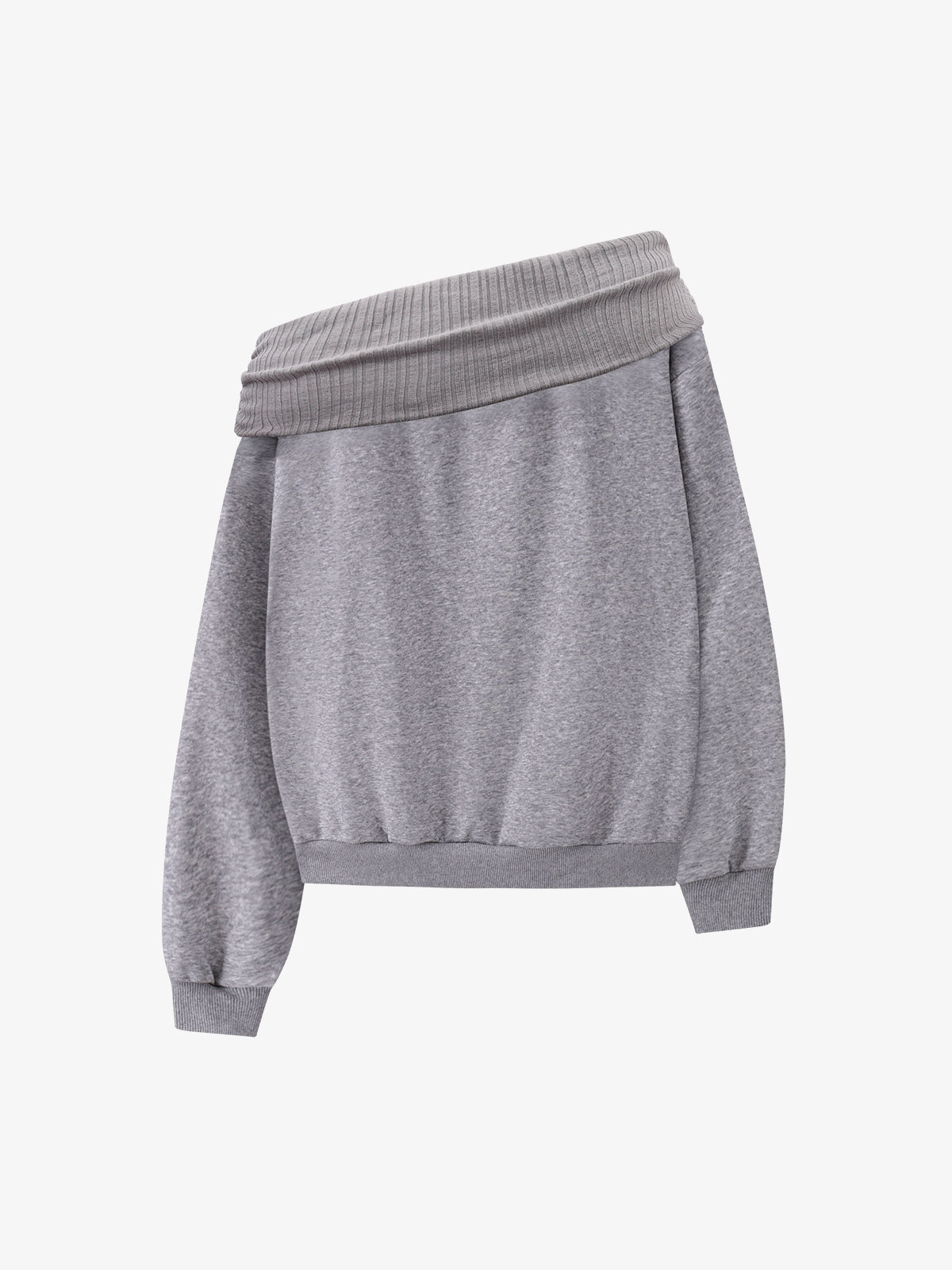 Cross Rhinestone Off-Shoulder Sweatshirt; Gray / S, Gray / M, Gray / L