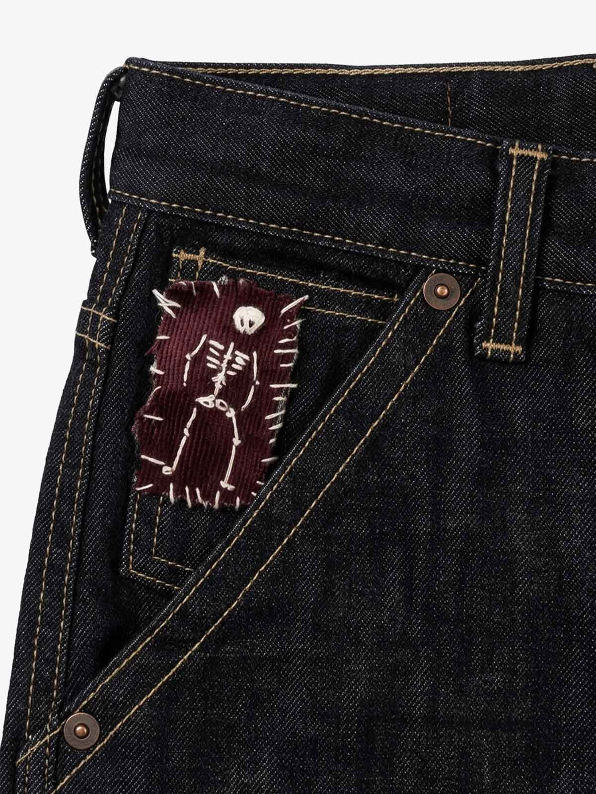 Pirate Skull Heavyweight Black Raw Denim Jeans; Basic Black / S, Basic Black / M, Basic Black / L, Basic Black / XL, Basic Black / 2XL
