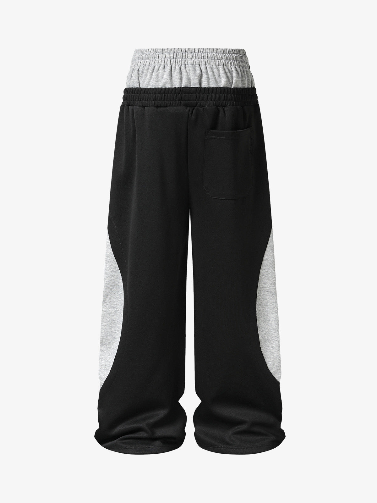 Layered Double-Waistband Wide-Leg Sweatpants; Black / S, Black / M, Black / L, Black / XL, Black / 2XL