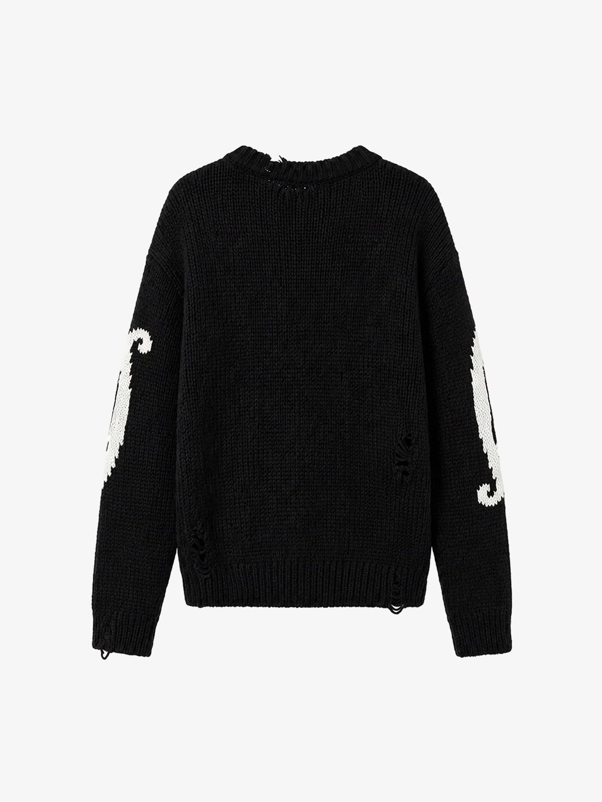 Salt Bones Skull Graphic Knit Sweater; Basic Black / S, Basic Black / M, Basic Black / L, Basic Black / XL, Basic Black / 2XL