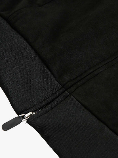 Suede Leopard-Trimmed Paneled Bomber Jacket; Black / S, Black / M, Black / L, Black / XL