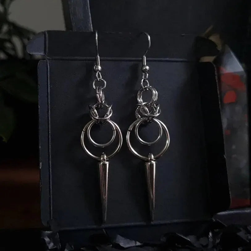 Gothic Spike Loop Stainless Steel Earrings