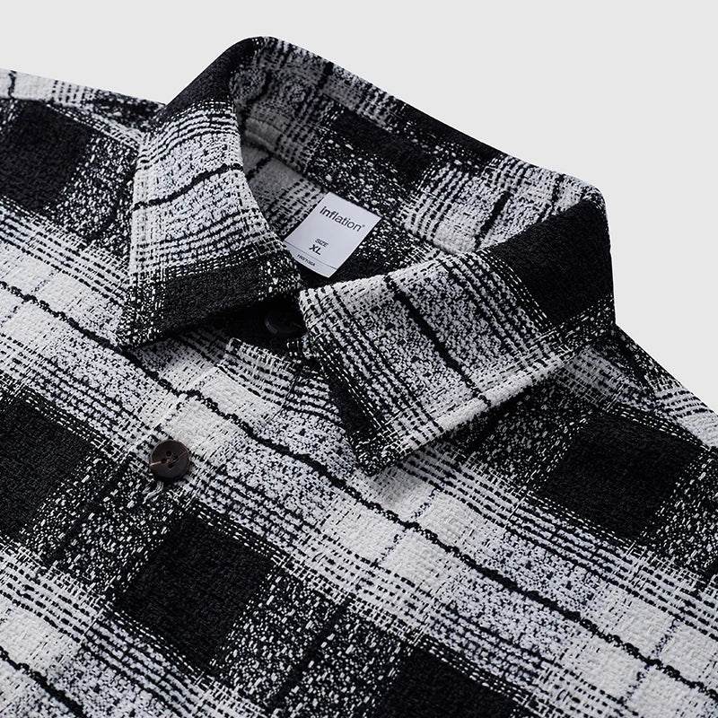 Plaid Woolen Jacket Front Pocket Shirt
