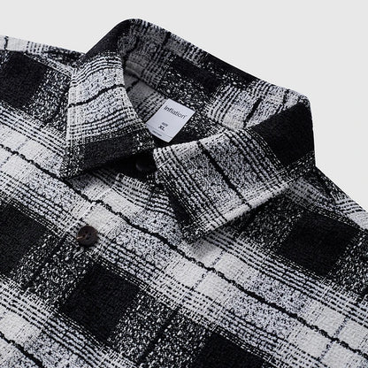 Plaid Woolen Jacket Front Pocket Shirt