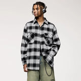 Plaid Woolen Jacket Front Pocket Shirt