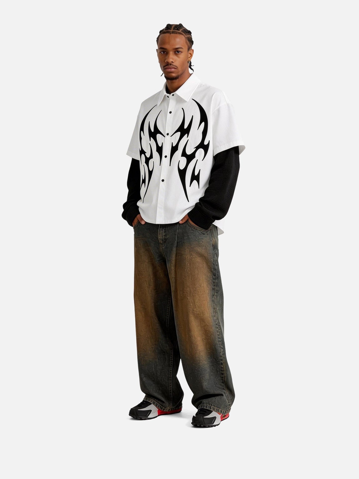 Tribal Panel Layered Long Sleeve Shirt