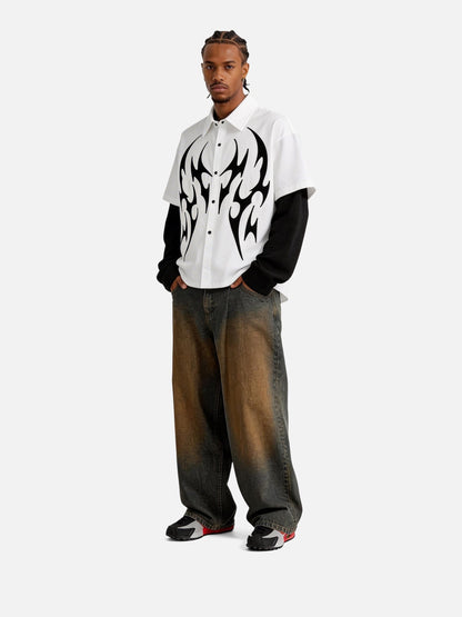 Tribal Panel Layered Long Sleeve Shirt