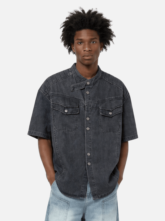Washed Denim Short Sleeve Shirt