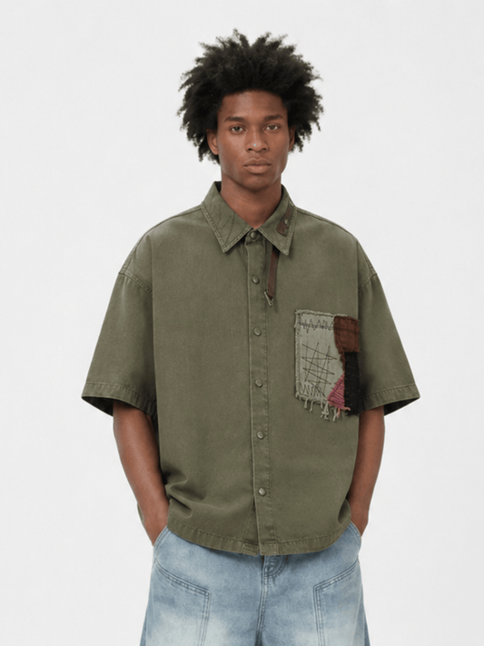 Patchwork Short Sleeve Shirt