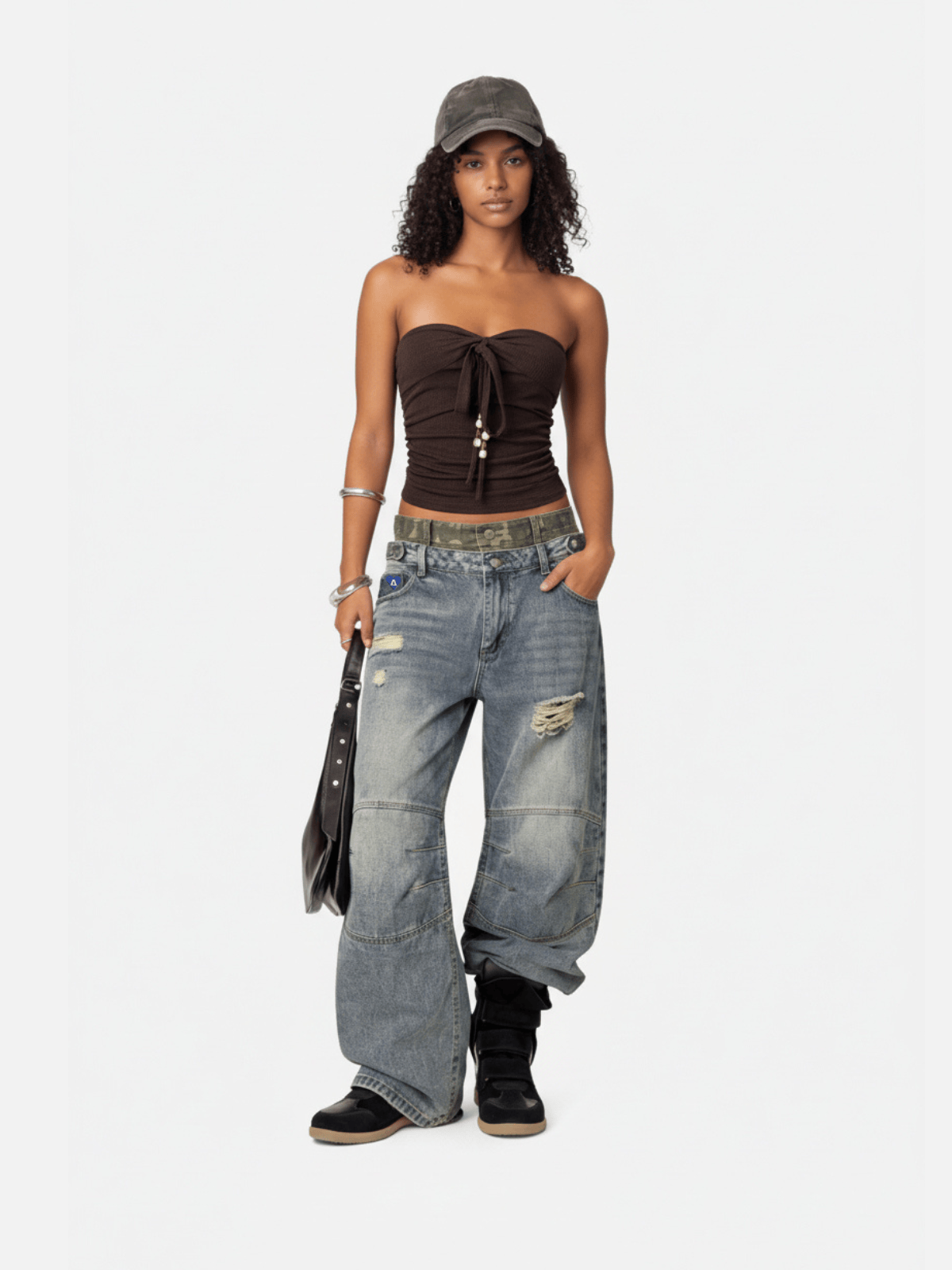 Ruched Tie Front Tube Top