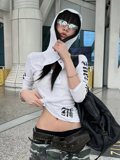Acubi Hooded Graphic Top