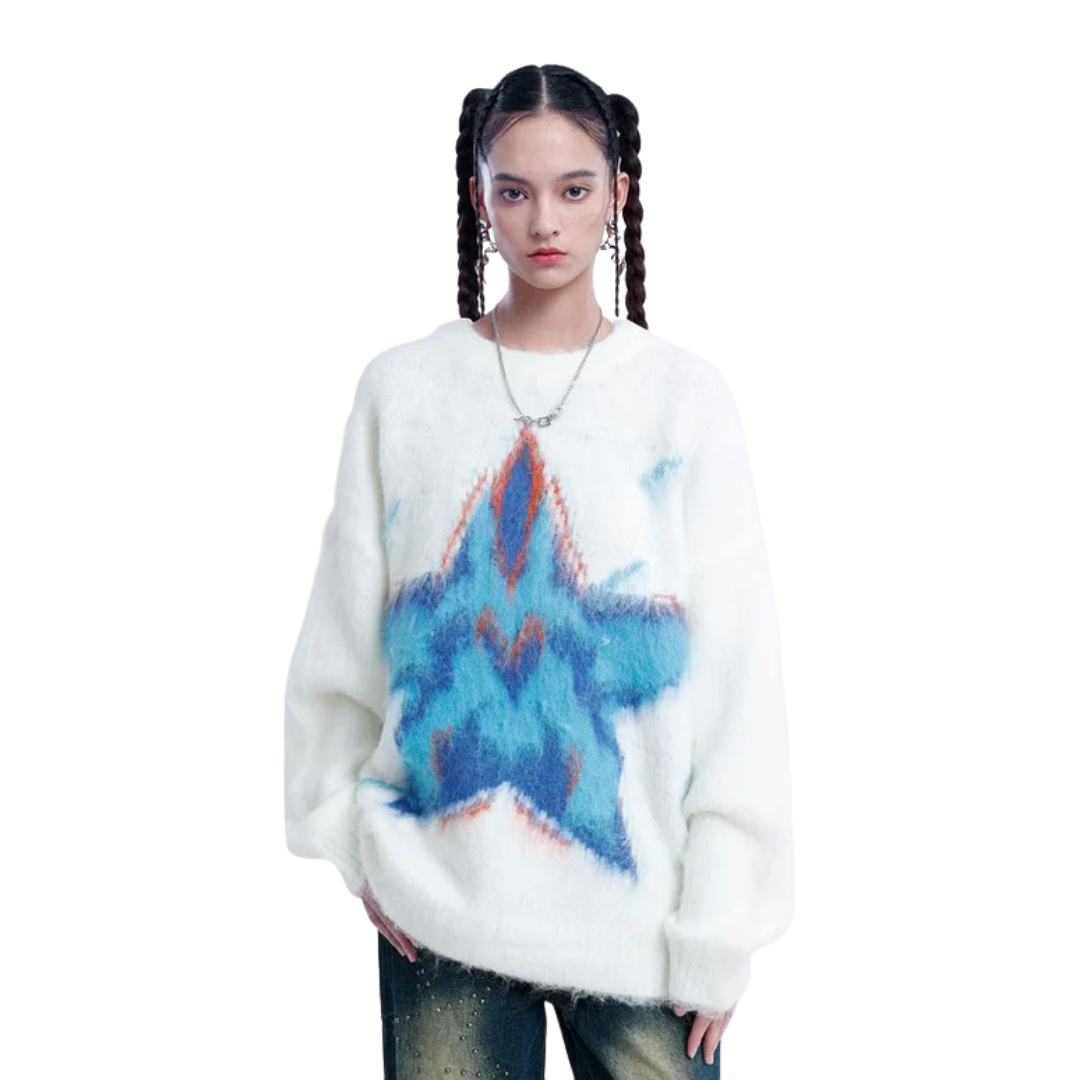 Watercolor Star Knit White