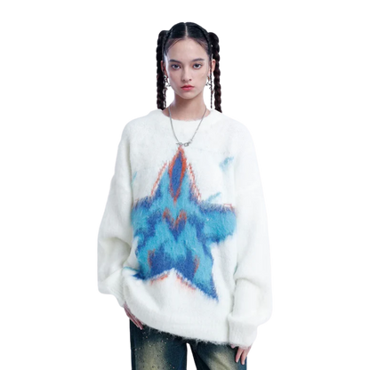 Watercolor Star Knit White