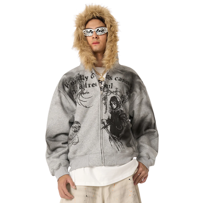 Fur Hood Zip-Up