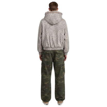 Leopard Fur Collar Bomber