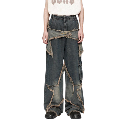 Patch Embroidered Straight-leg Jeans