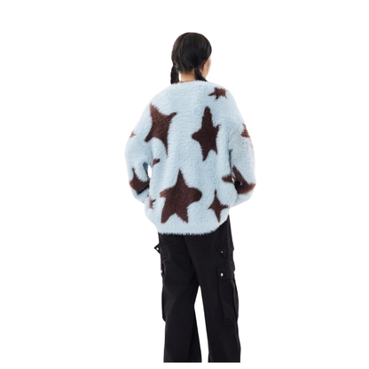 Star Fuzzy Knit Blue