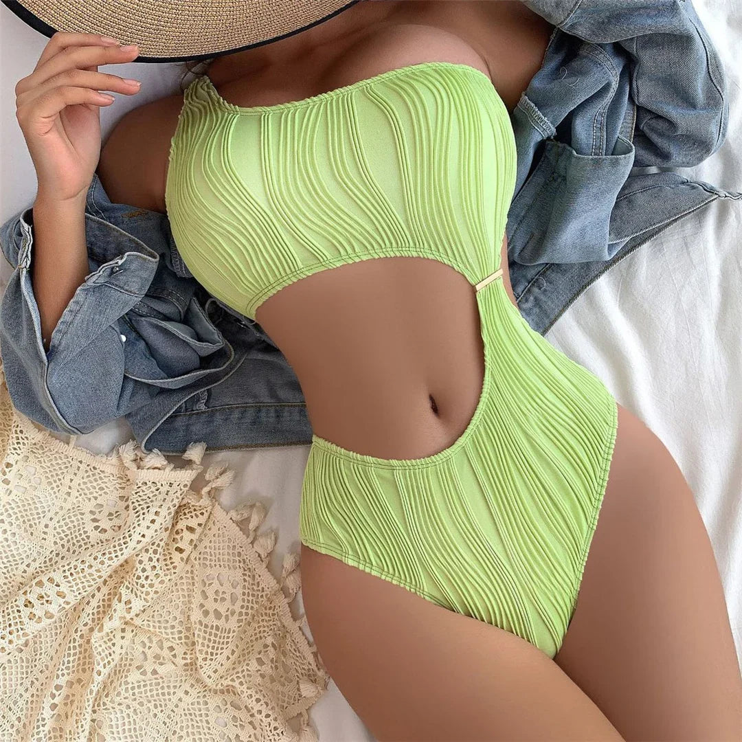 Asymmetric Cut-Out One Piece Swimsuit