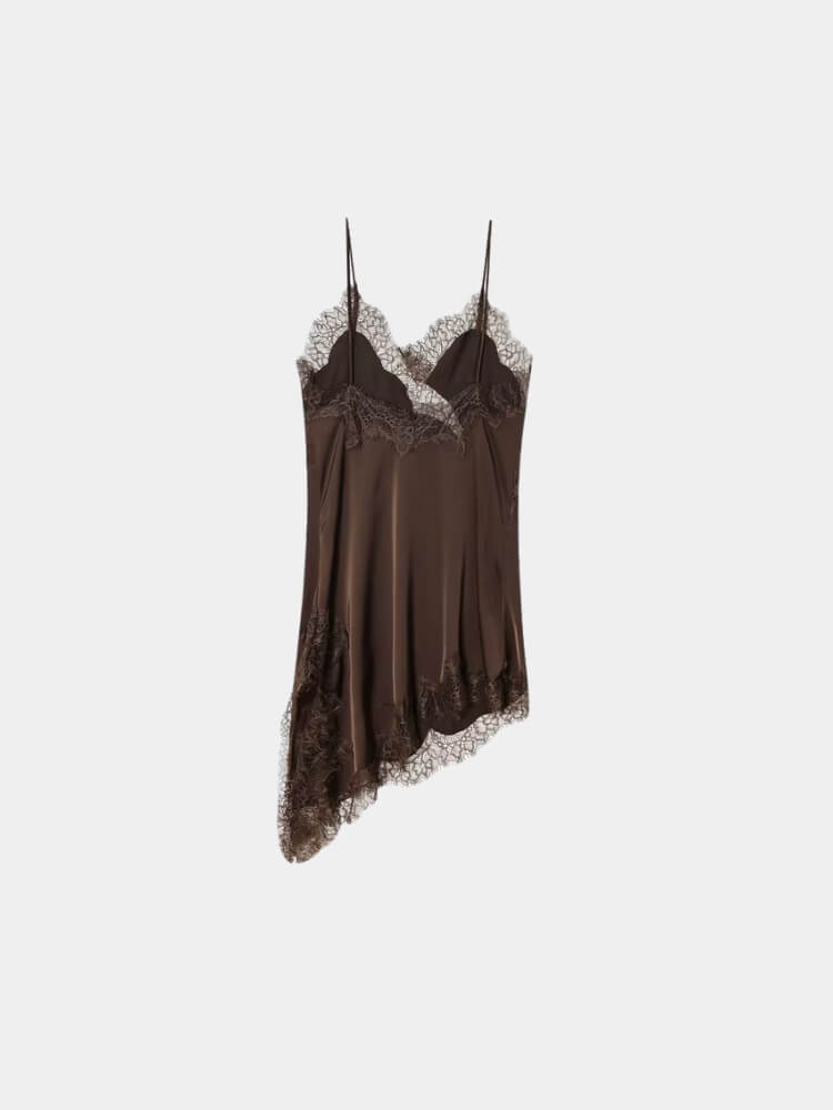Asymmetrical Lace Mini Dress