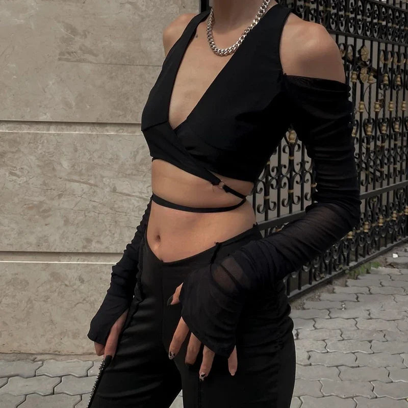 Baddie Cut-Out Wrap Top