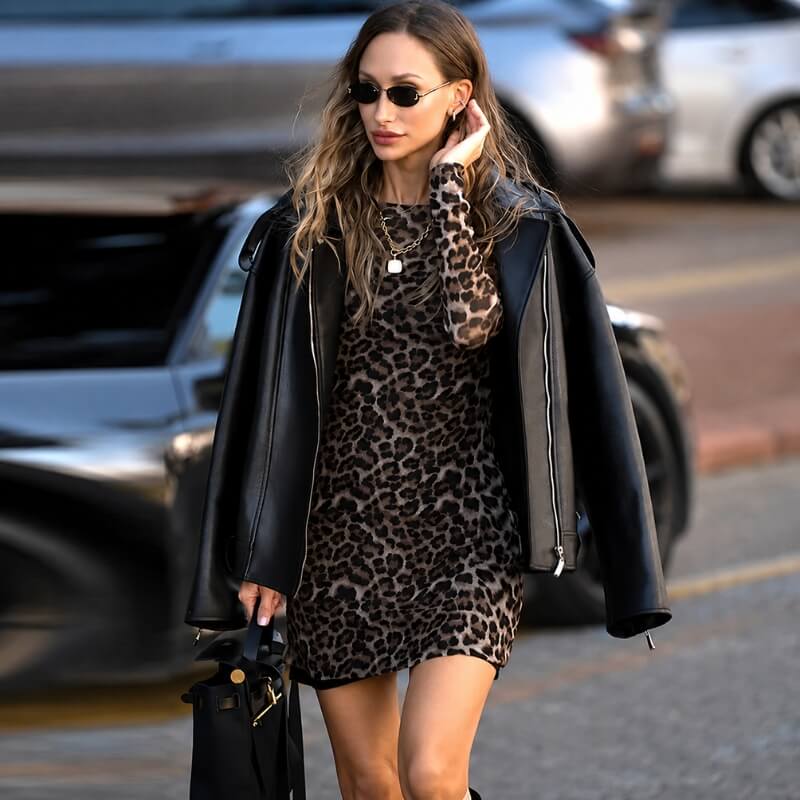 Baddie Leopard Mesh Mini Dress