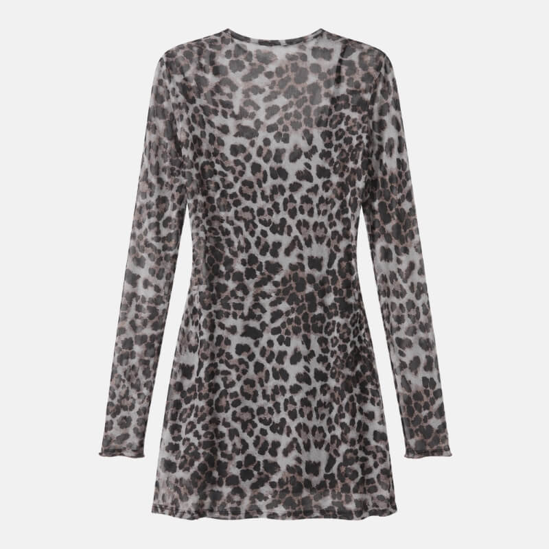 Baddie Leopard Mesh Mini Dress