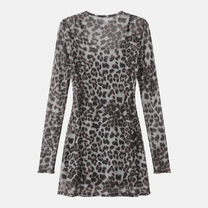 Baddie Leopard Mesh Mini Dress