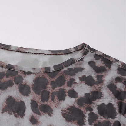 Baddie Leopard Mesh Mini Dress