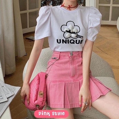 Premium Barbie Pleated Denim Mini Skirt for Trendy Style