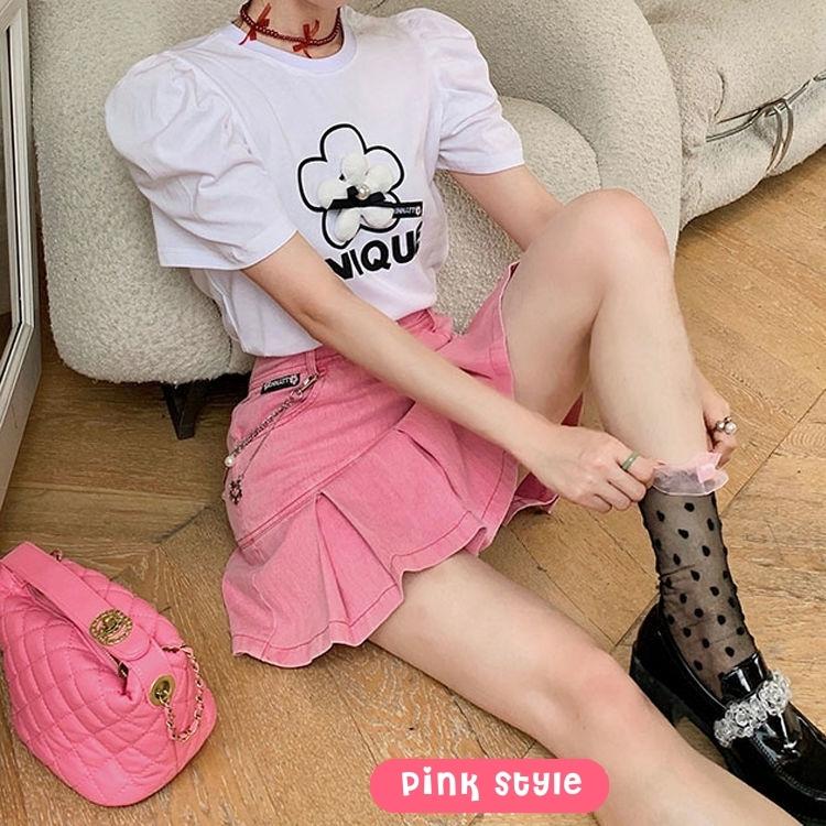 Premium Barbie Pleated Denim Mini Skirt for Trendy Style