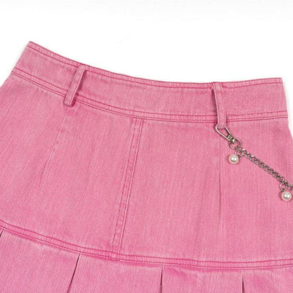 Premium Barbie Pleated Denim Mini Skirt for Trendy Style