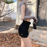 Belted Cargo Denim Shorts