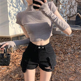 Belted Cargo Denim Shorts