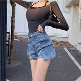 Belted Cargo Denim Shorts