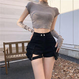 Belted Cargo Denim Shorts