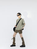 Belted Denim Mini Skort with Leg Warmers