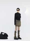 Belted Denim Mini Skort with Leg Warmers