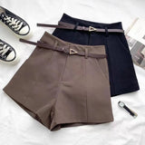 High-Waisted Belted Shorts