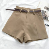 High-Waisted Belted Shorts