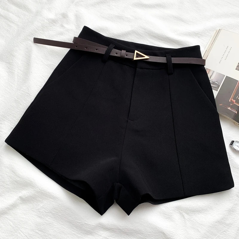 High-Waisted Belted Shorts