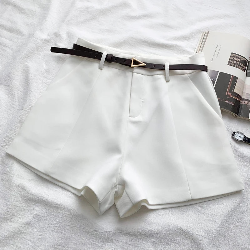 High-Waisted Belted Shorts