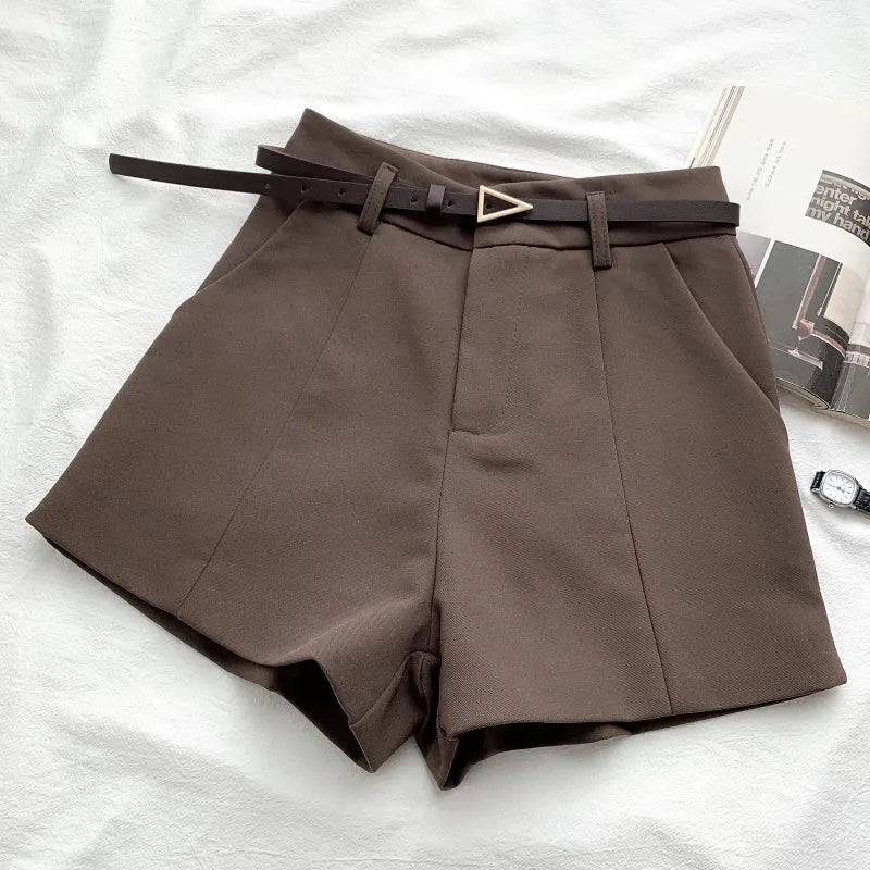 High-Waisted Belted Shorts