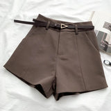 High-Waisted Belted Shorts